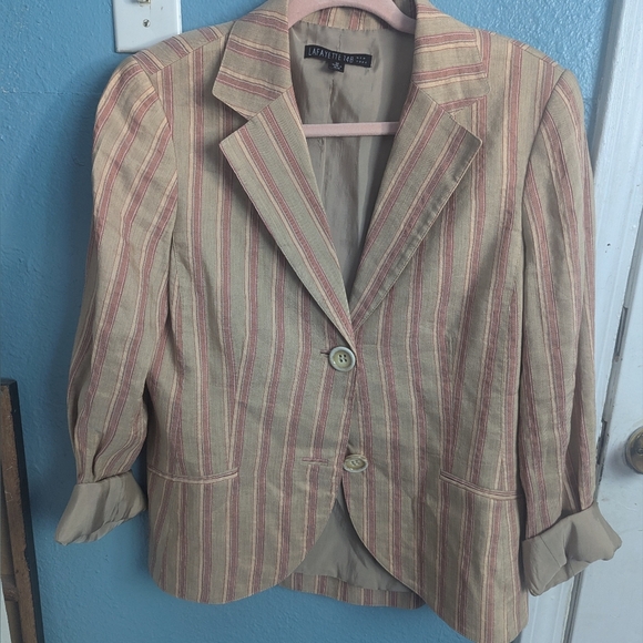 LafayetteWomen's Striped Blazer - Beige and Red - Picture 1 of 6